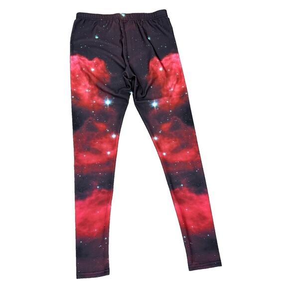 Galaxy Star Leggings Celestial Cosmos Purple Red‎ Sky Medium Stretch Ankle Pants - Picture 2 of 4